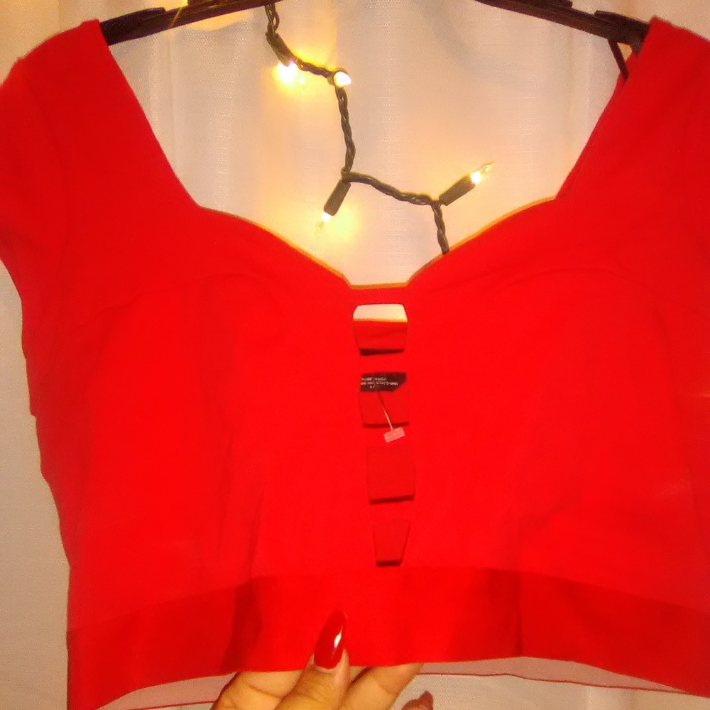 bebe red crop top
